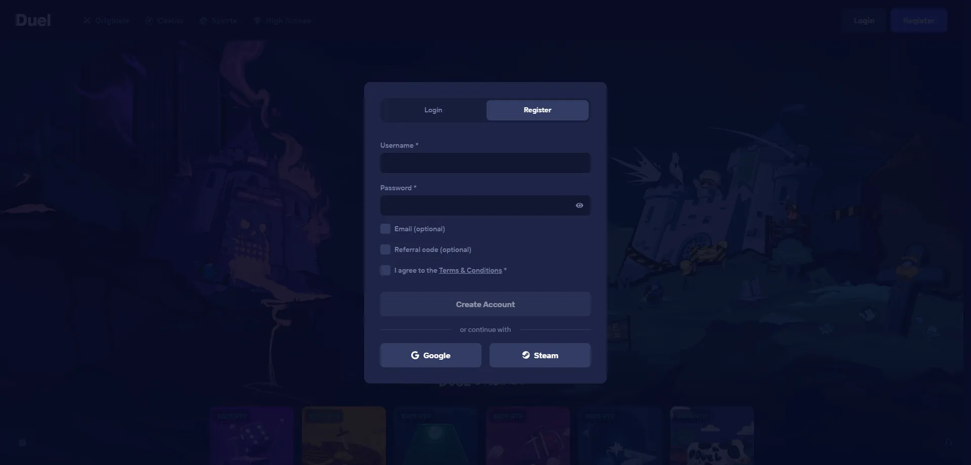 Registro en Duel Casino MX — pasos para crear cuenta cripto